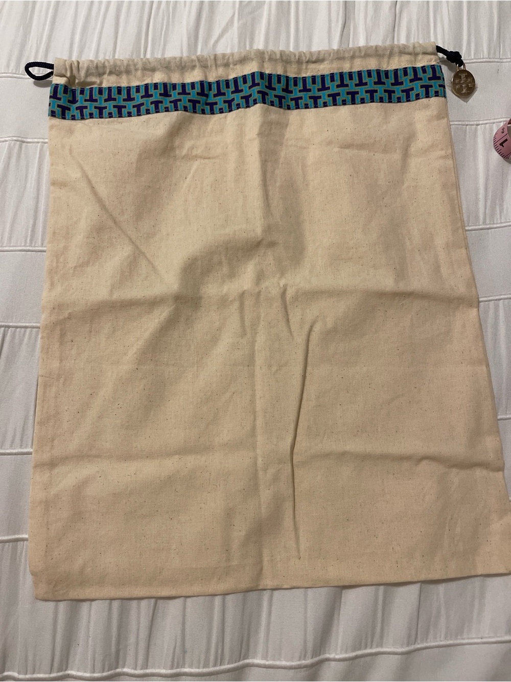 Authentic Tory Burch Canvas Dust Bag Large Storage Pouch Drawstring
